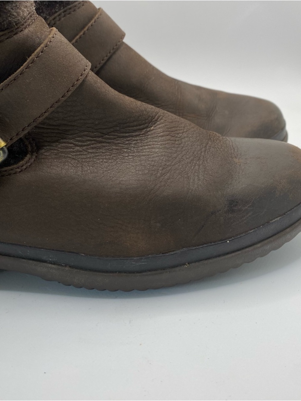 UGG Robbie Waterproof Leather Wool Boots Women's 8 Fleece Brown Buckle Outdoor - Picture 4 of 13